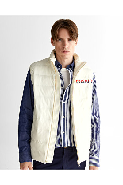 Gant Erkek Krem Regular Fit Dik Yaka Logolu Yelek