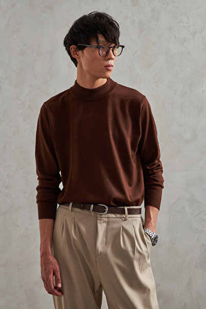 HYMAN Men's Half Fisherman Oversized Basic Knitwear Sweater