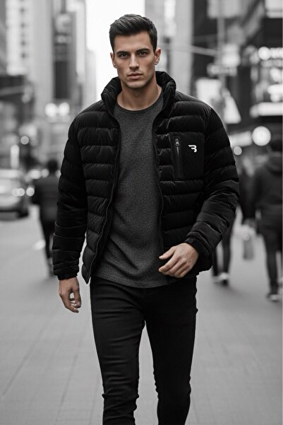 Oksit Burnyy Shiny Nova Fabric ψηλός λαιμός εφαρμοστό Φουσκωτό ανδρικό παλτό