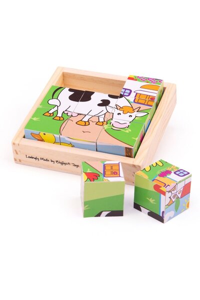 BIGJIGS Toys Cubic puzzle - domestic animals