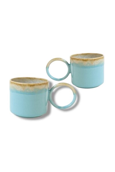 Keramika Stackable 8cm Ring Handle Teacup 2 Pieces