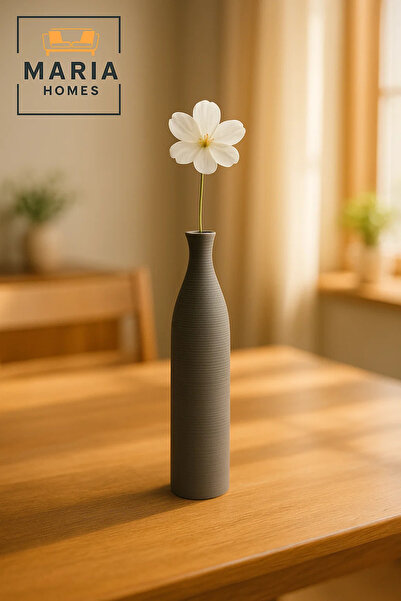 MARIA HOMES Modern Grey Decorative Vase – Tall Ceramic Flower Vase for Home and Office Decor