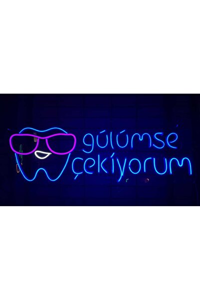 Atölye Matris Gülümse Çekiyorum Neon Led Tabela Diş Klinik Hastane Hekim Led ...