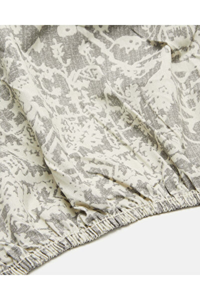 REDTAG Grey Printed Fitted Sheet (Single Size)