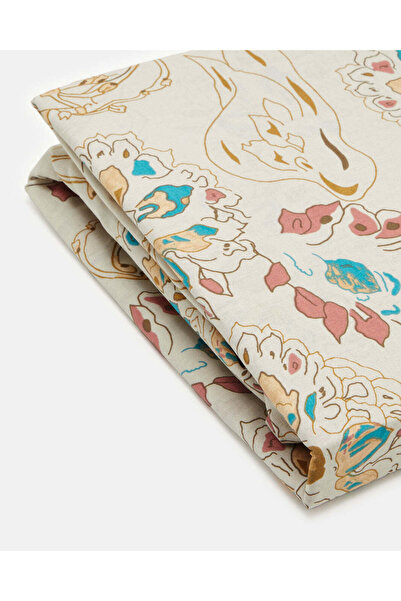 REDTAG Beige Printed Fitted Sheet (Single Size)