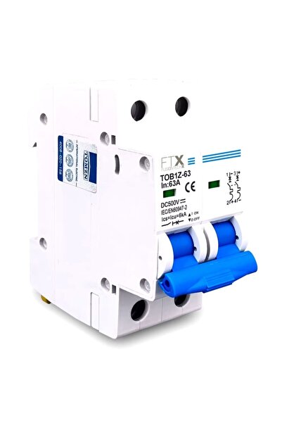 FUSIONTECHX DC Automatic Circuit Breaker 2P 63A 500VDC - DIN Rail, 2M (for Photovoltaic Systems)