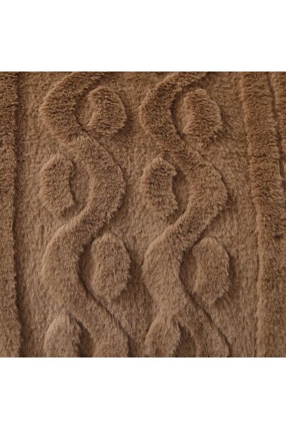 Alhabib bedding Lina Winter Queen Brown Luxury Faux Fur Bedspread Set, 6 Pieces