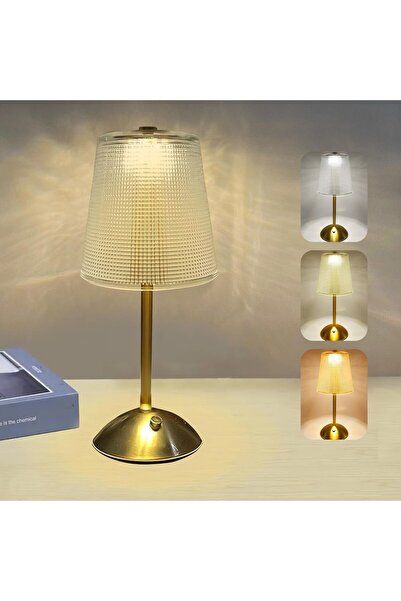 Generic Crystal Bedside Table Lamp - 3-Color Touch Dimmable Rechargeable Wireless LED, White