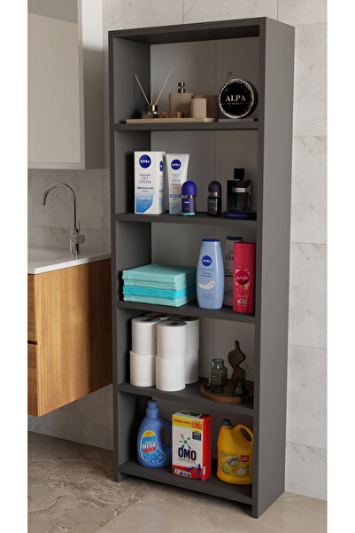 alpaevmobilya Banyo Çamaşır Dolabı 5 Raflı 150 cm Çok Amaçlı Saklama ve Düzenleyici Raf