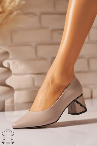 Joana Umma Grey Leather Heels - 6cm Trendy стиль 38