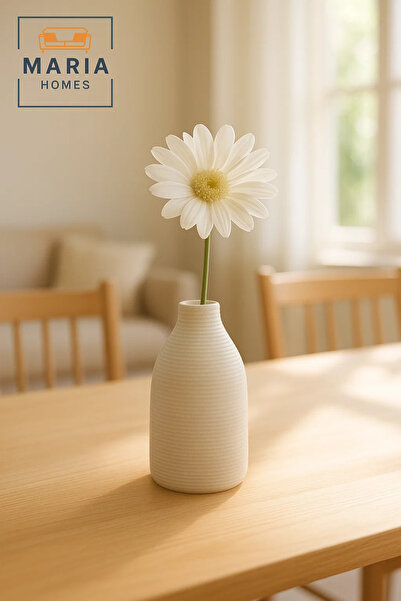 MARIA HOMES Modern White Decorative Vase – Minimal Ceramic Table Vase for Home & Office Decor