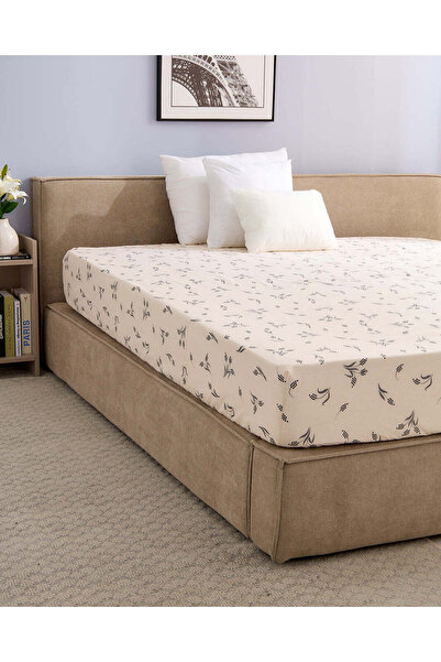 REDTAG Ivory Floral Printed Fitted Sheet (Single Size)