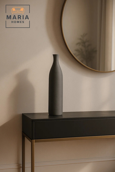 MARIA HOMES Modern Grey Decorative Vase – Tall Ceramic Flower Vase for Home and Office Decor