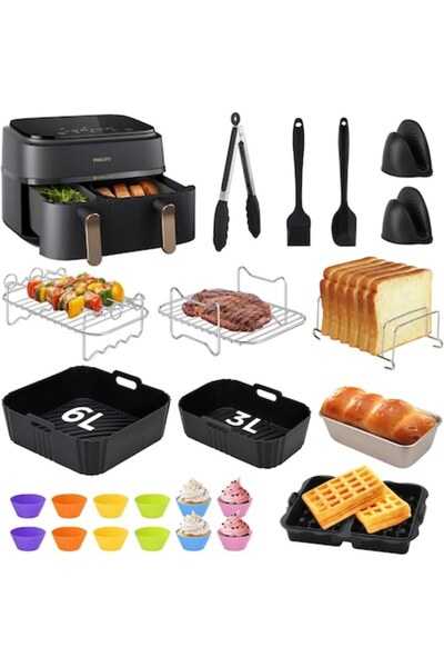 Shuniu Set de accesorii cu 23 de piese pentru Philips Airfryer Dual Basket 30...