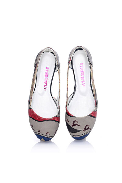 Streetfly New Year Themed Printed Colorful Women's Ballerinas