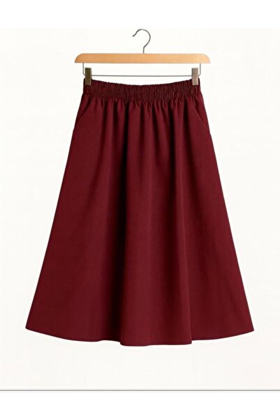 MOLAMODDA Elastic Poplin Skirt with Pocket Waist