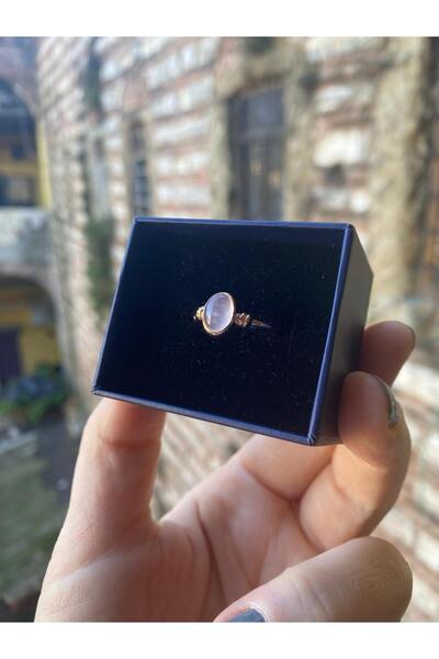 By Atölye 925 Ayar Pembe Kuvars Taşlı Gümüş Yüzük