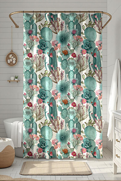Moud's Bathroom Curtain, Floral Cacti Pattern Shower Curtain, Bathtub Curtain...