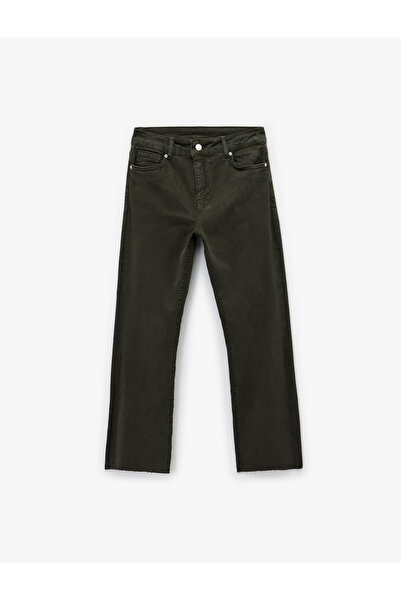 Koton Cotton Slim Fit Buttoned Pocket Flared Crop Jean Trousers - Kick Flare ...