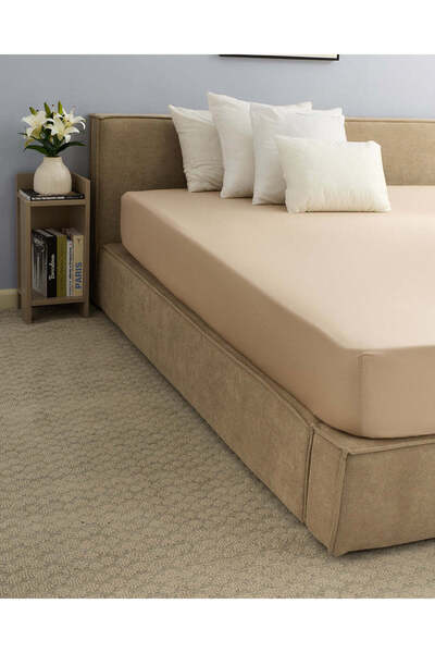 REDTAG Beige Cotton Fitted Sheet (Single Size)
