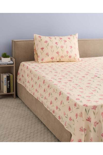 REDTAG Pink 2 Piece Floral Printed Flat Sheet (Single Size)