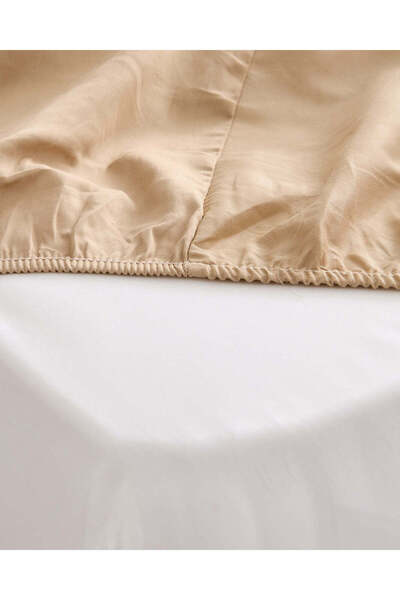 REDTAG Beige Cotton Fitted Sheet (Single Size)
