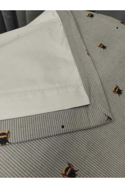 Evcimenhome Thermal Lined Linen Rustic Curtain with Eyelet Metal Rings 170Cmx225Cm Bee