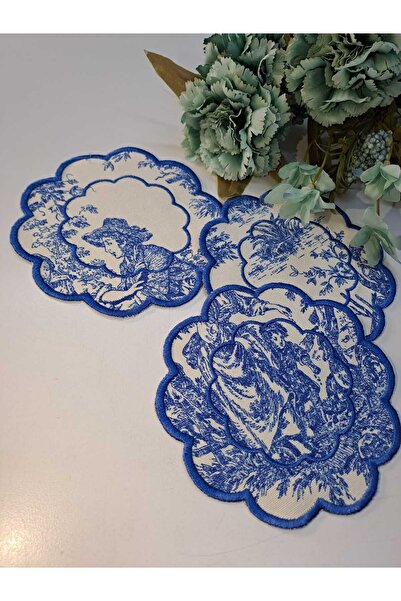 sevginaz çeyiz 2'li mavi desenli kokteyl pecetesi