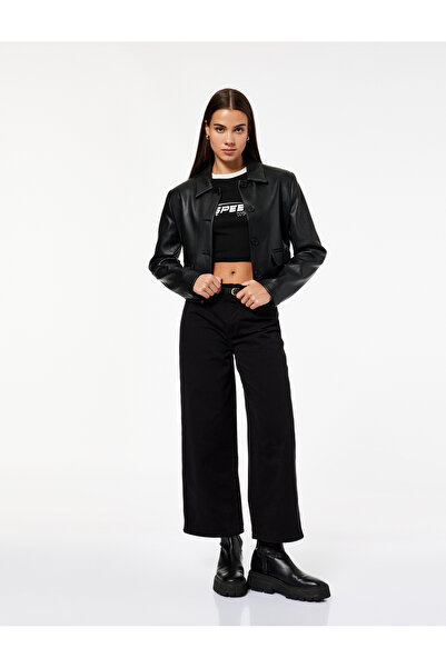 Koton Cotton Pocket Detailed Buttoned Short Wide Leg Pants