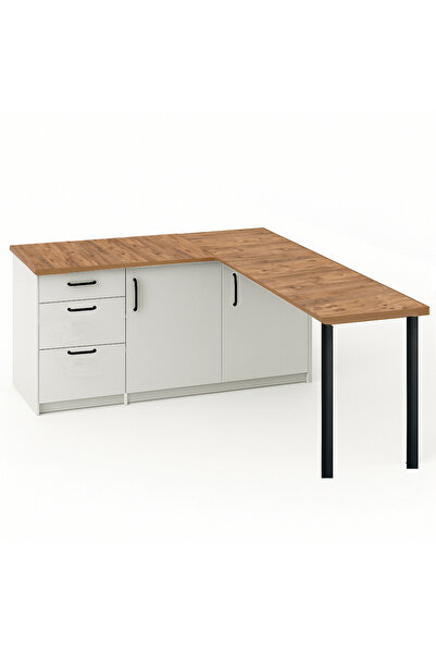 Tdesigno AY MUTFAK ADASI-L MUTFAK ADASI-3 ÇEKMECELİ 2 KAPAKLI-ÇOK AMAÇLI DOLA...