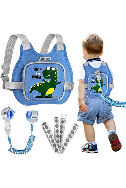 Generic Hanaya Cartoon Kids Harness and Saddle with Anti-Loss Wrist Link and Reflective Walking Leash