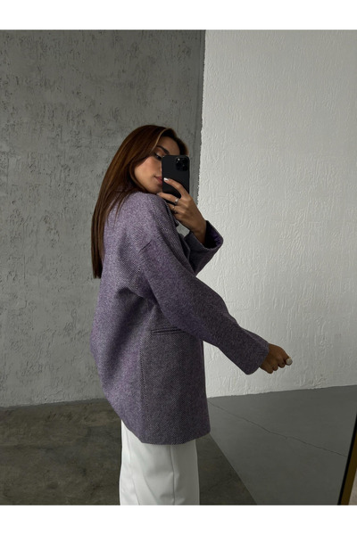 My Blog Palton supradimensionat cu model în dungi mov - 7060