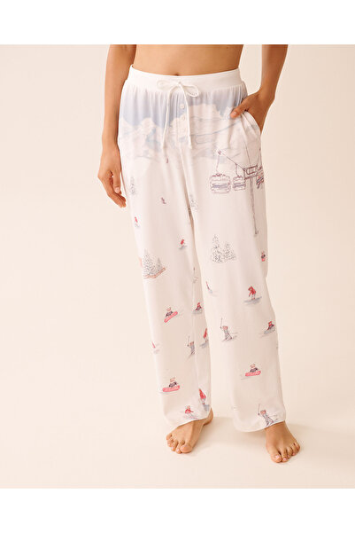 La Vie en Rose بنطال بيجامة فائق النعومة بطبعات ما بعد التزلج