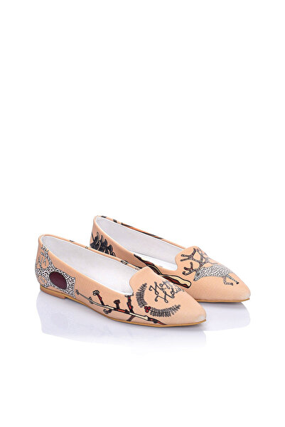 Streetfly New Year Themed Printed Colorful Women's Ballerinas
