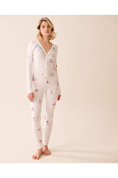 La Vie en Rose بدلة قفز فائقة النعومة بأكمام طويلة وطبعة ما بعد التزلج