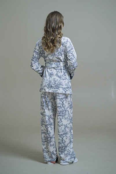 Mita Concept СІРИЙ ВЕЛЮРОВИЙ ПЕЛУШ ДЕТАЛЬНИЙ КІМОНО-ШТАНИ