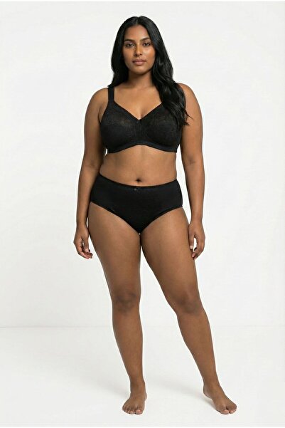 enmodaiçgiyim Γυναικείο Μαύρο Σουτιέν Μεγάλο Μέγεθος εφέ σύσφιξης Minimizer Χωρίς Σφουγγάρια Χωρίς Στήθος Σουτιέν με φαρδύ λουράκι με δαντέλα