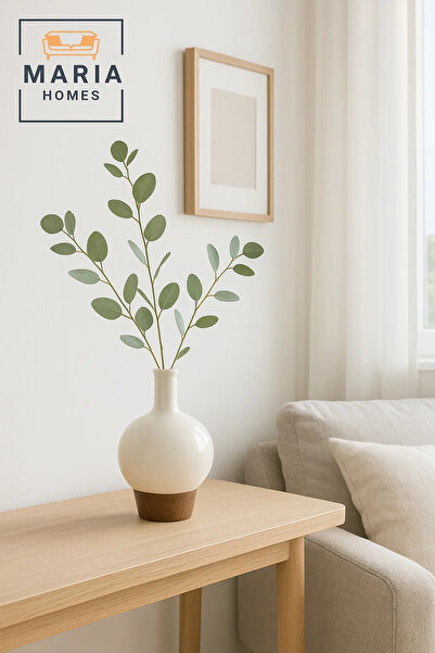 MARIA HOMES Modern Decorative Vase – Ceramic Flower Vase – Wood-Effect Home Decor Accessory