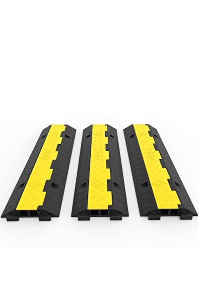 VEVOR Σετ 3 ραμπών προστασίας καλωδίων από καουτσούκ, 2 κανάλια, 101×25×5 cm,...