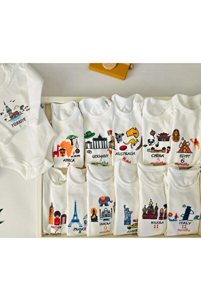 Doray Organic مجموعة العناية بالجسم الشهرية المكونة من 12 قطعة |   ملابس حديثي الولادة والأطفال