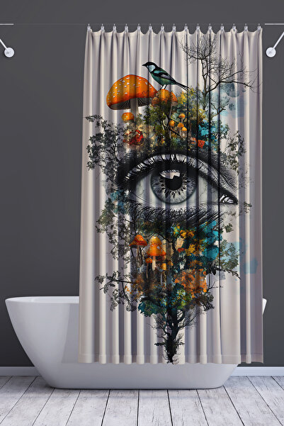 Moud's Bathroom Curtain, Garden of the Eye Patterned Shower Curtain, Bathtub ...