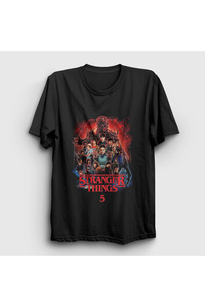 Presmono Unisex Black Season 5 Stranger Things T-Shirt 584833Tt