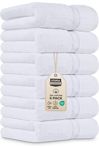 Utopia Towels - Premium Hand Towels (6-Pack), 100% Combed Ring Spun Cotton, 41 x 71 cm (White)