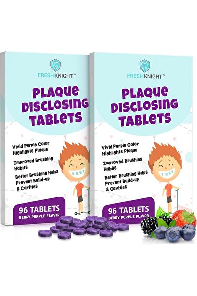 FRESH KNIGHT أقراص كاشفة للبلاك، مضغ ترو-كلين الأرجواني، 96 قرصًا