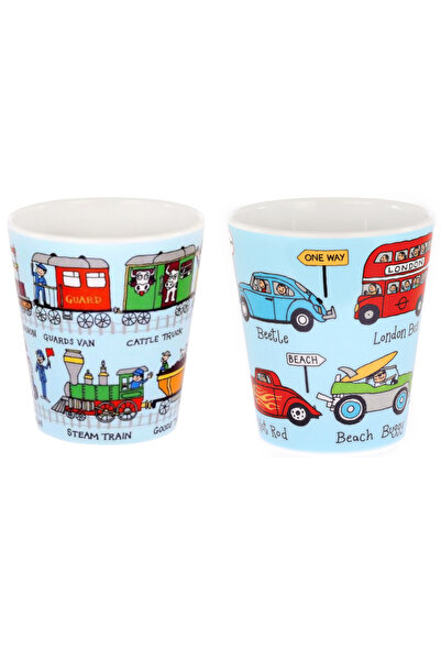 Tyrrell Katz 2-Piece Melamine Drinking Cup (Train & Cars)