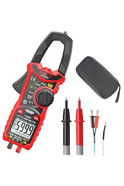 Kaiweets Multimetru cu clemă HT206B, True RMS (6-600 V AC/DC, 6000 de numărări, NCV)