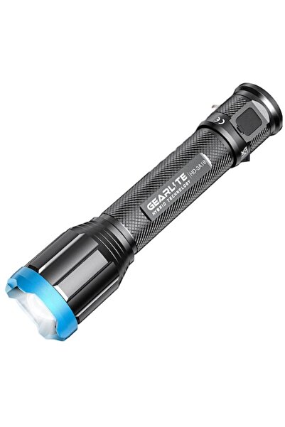 GEARLITE Tactical rechargeable LED flashlight USB-C, powerbank, 10000 lm, 4 m...
