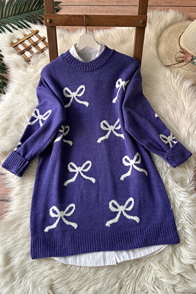 MODAQU Φούτερ με μοτίβο φιόγκου - Μωβ