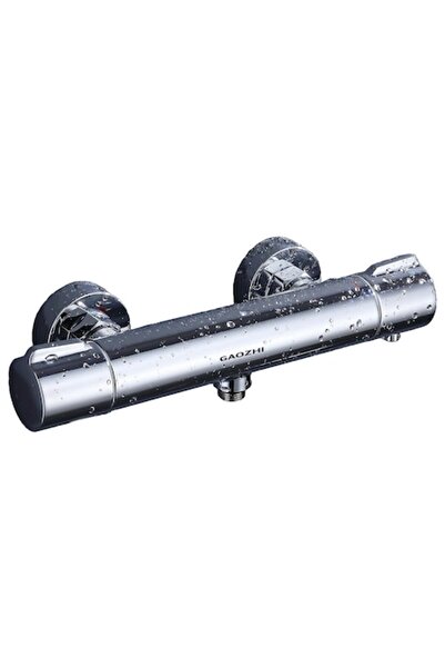 gaozhi Thermostatic bath and shower mixer, wall-mounted, 40C safety button, brass core, chrome finish