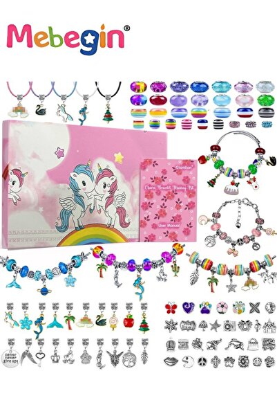 MEBEGIN 150PCS Jewelry Making Kit with 31 PCS Charm Pendants, 60 PCS Beads an...